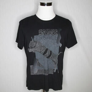 Men’s Versace Jeans Black Graphic Tiger Print T-Shirt Sz XL *Runs Small*